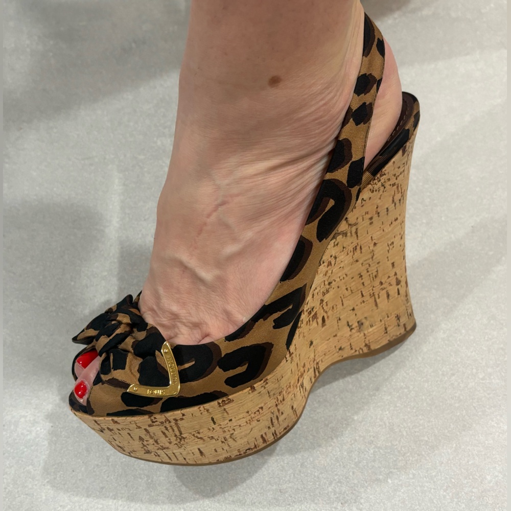 Sogia Vergara !! Auth Louis Vuitton Leopard Cork Wedges. - Picture 4 of 5